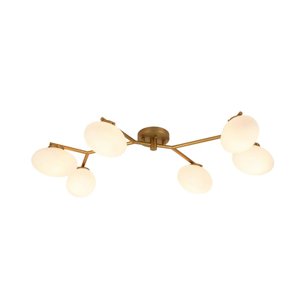 6-Light Branch Frosted Glass Egg Semi Flush Chandelier - Image 4