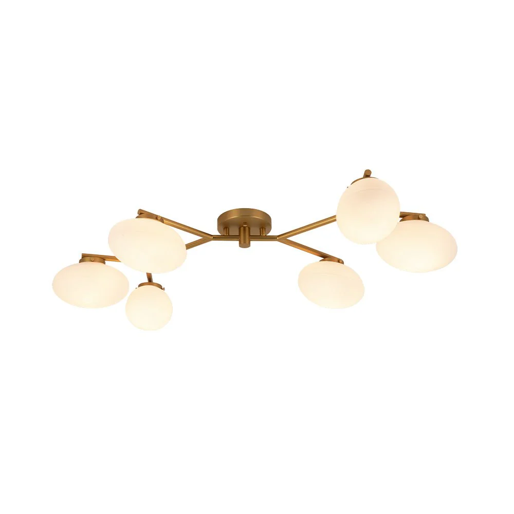 6-Light Branch Frosted Glass Egg Semi Flush Chandelier - Image 5