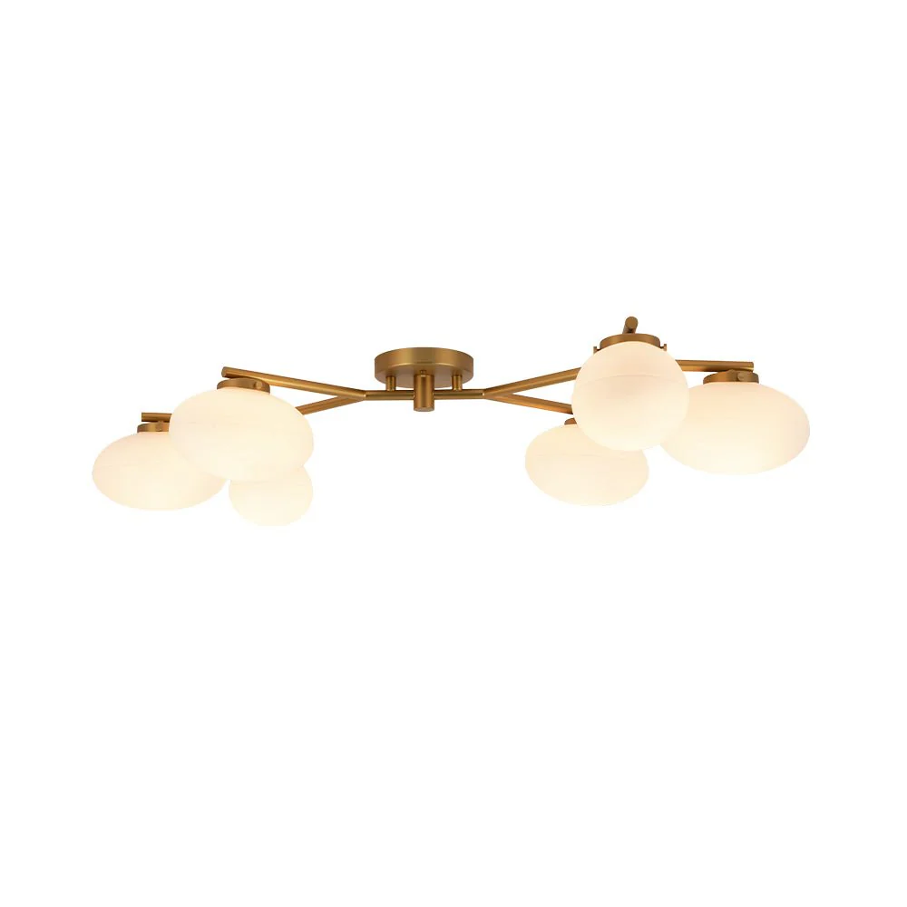 6-Light Branch Frosted Glass Egg Semi Flush Chandelier - Image 6