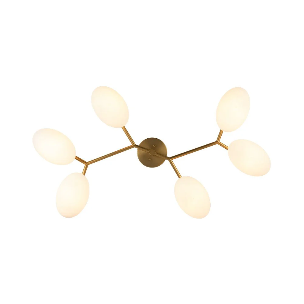 6-Light Branch Frosted Glass Egg Semi Flush Chandelier - Image 7