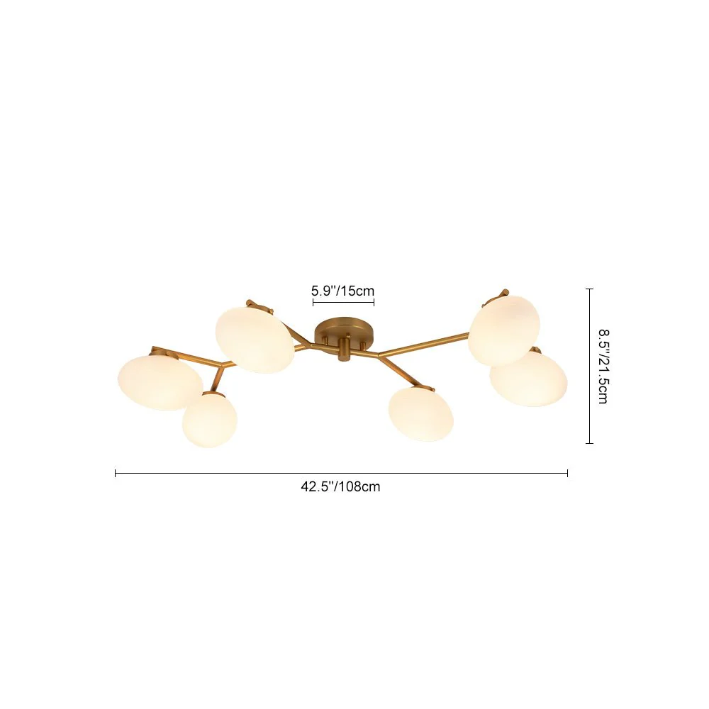 6-Light Branch Frosted Glass Egg Semi Flush Chandelier - Image 8