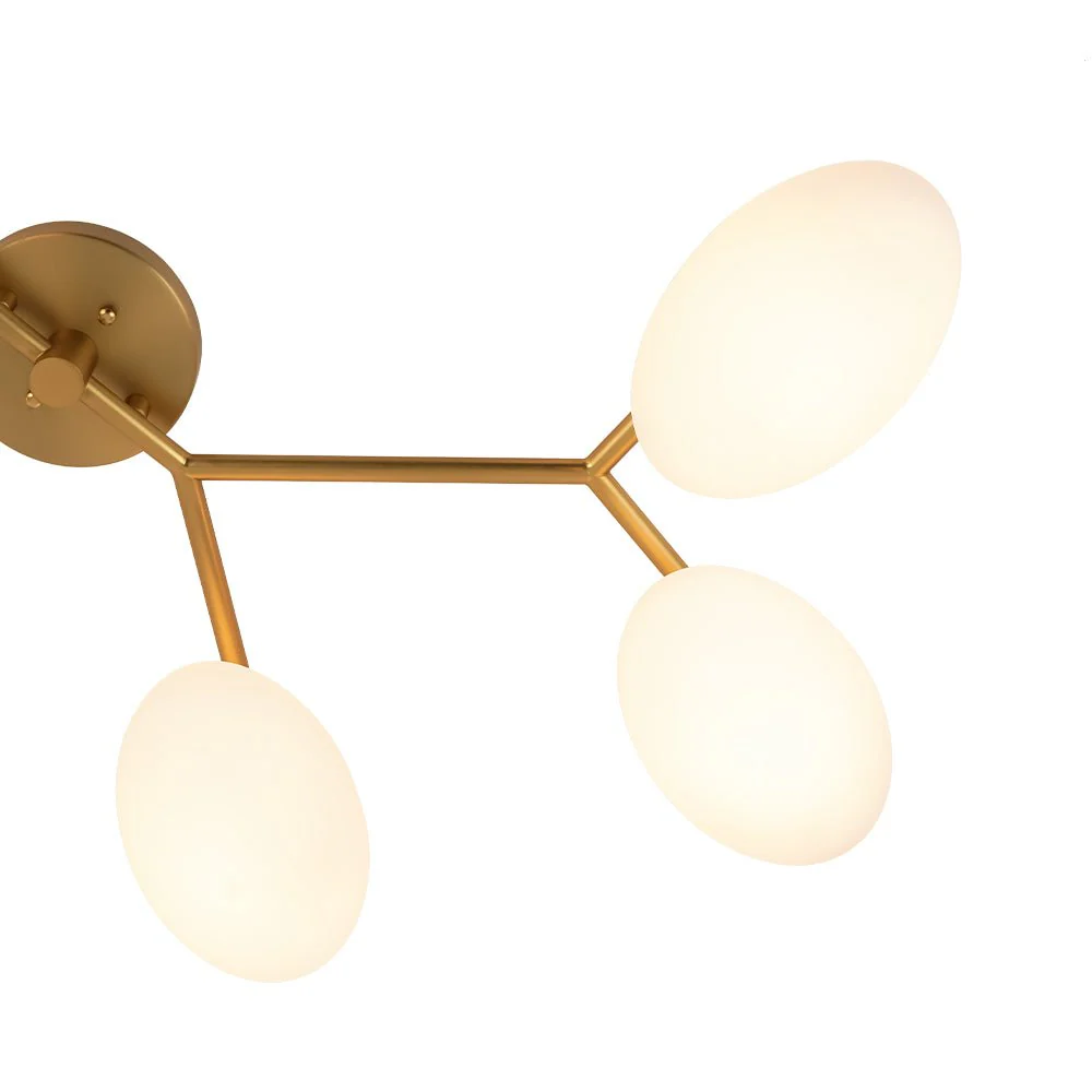 6-Light Branch Frosted Glass Egg Semi Flush Chandelier - Image 9