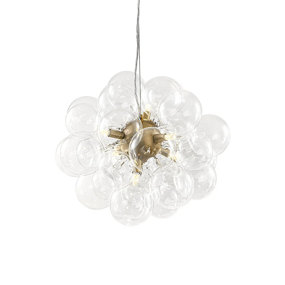 6-Light Dimmable Brass Cluster Clear Glass Bubble Sphere Chandelier - Image 15