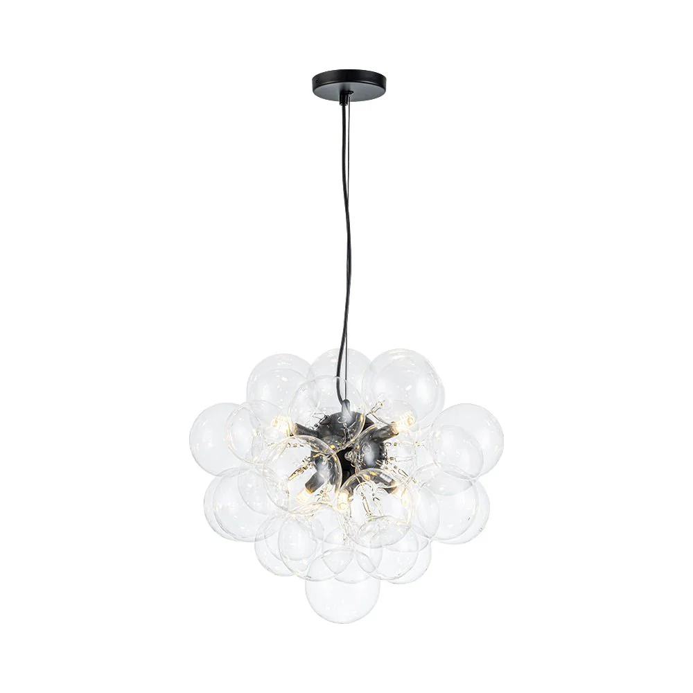 6-Light Dimmable Brass Cluster Clear Glass Bubble Sphere Chandelier - Image 22
