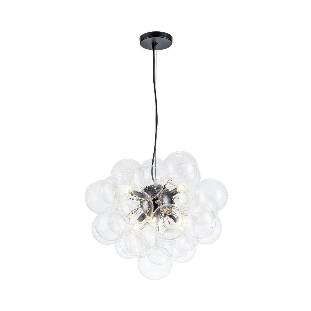 6-Light Dimmable Brass Cluster Clear Glass Bubble Sphere Chandelier - Image 23