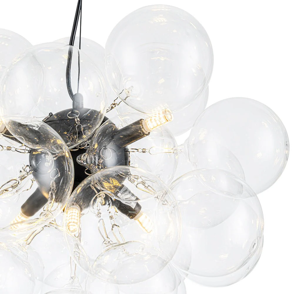 6-Light Dimmable Brass Cluster Clear Glass Bubble Sphere Chandelier - Image 31