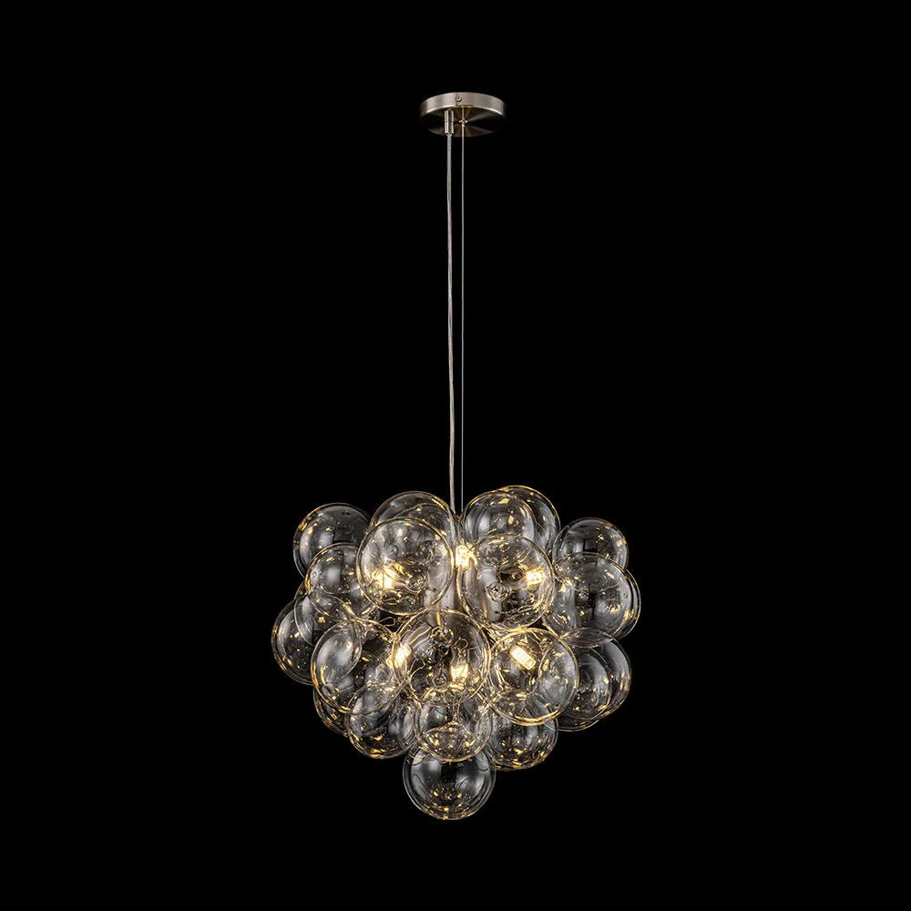 6-Light Dimmable Brass Cluster Clear Glass Bubble Sphere Chandelier - Image 34