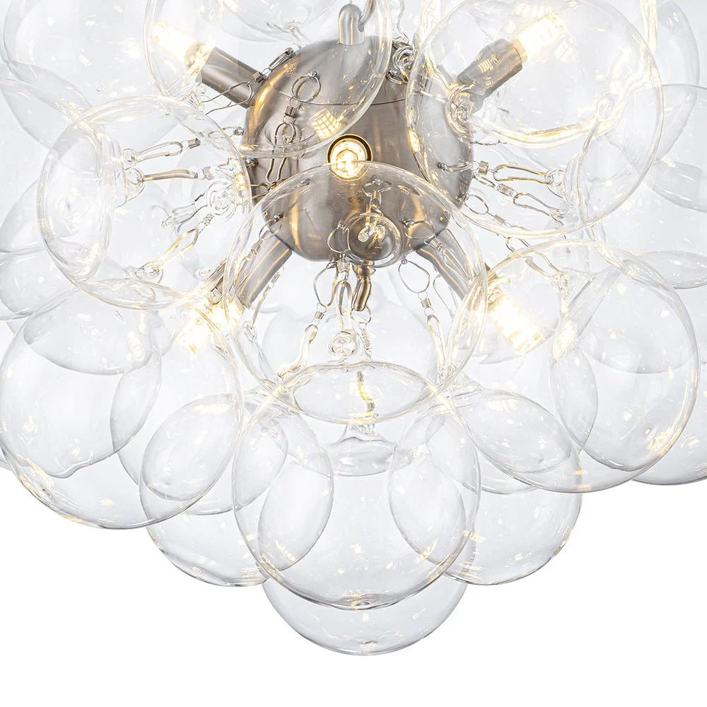 6-Light Dimmable Brass Cluster Clear Glass Bubble Sphere Chandelier - Image 37