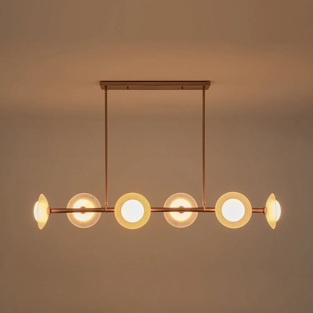 6-Light Frosted Glass Globe Linear Island Chandelier - Image 10