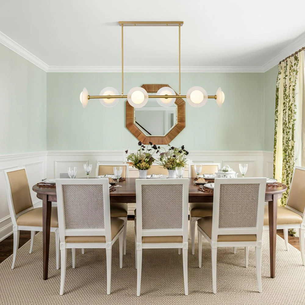 6-Light Frosted Glass Globe Linear Island Chandelier - Image 2