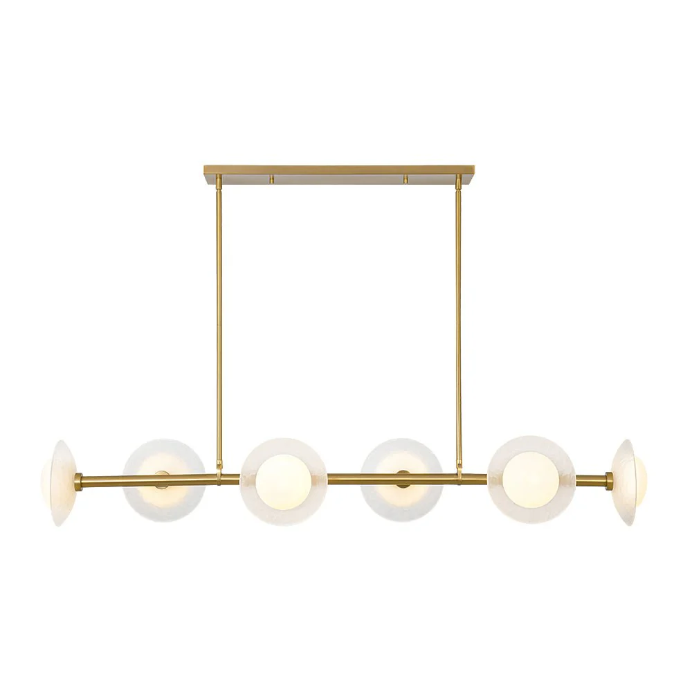 6-Light Frosted Glass Globe Linear Island Chandelier - Image 3