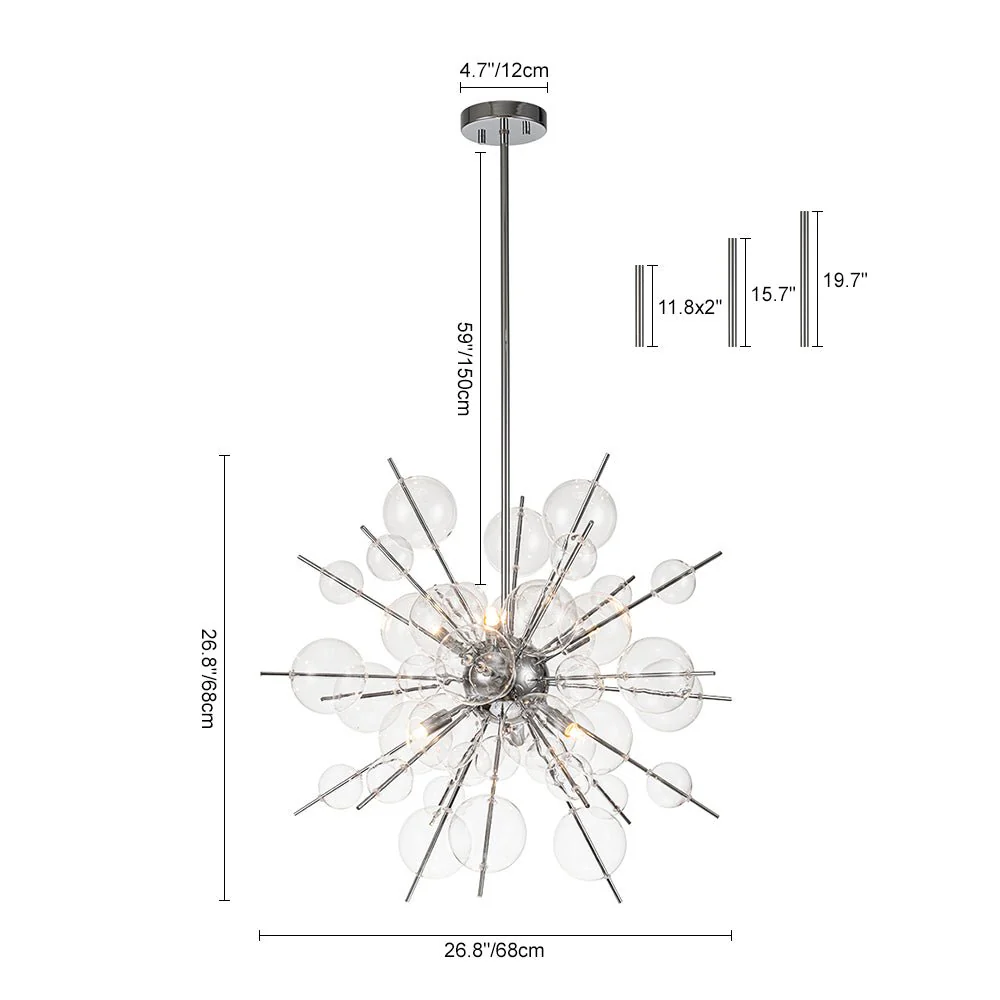6-Light Glass Globe Bubble Sputnik Sunburst Chandelier - Image 17