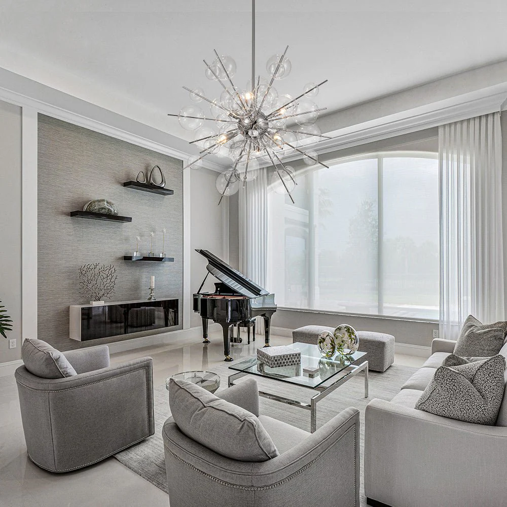6-Light Glass Globe Bubble Sputnik Sunburst Chandelier - Image 2
