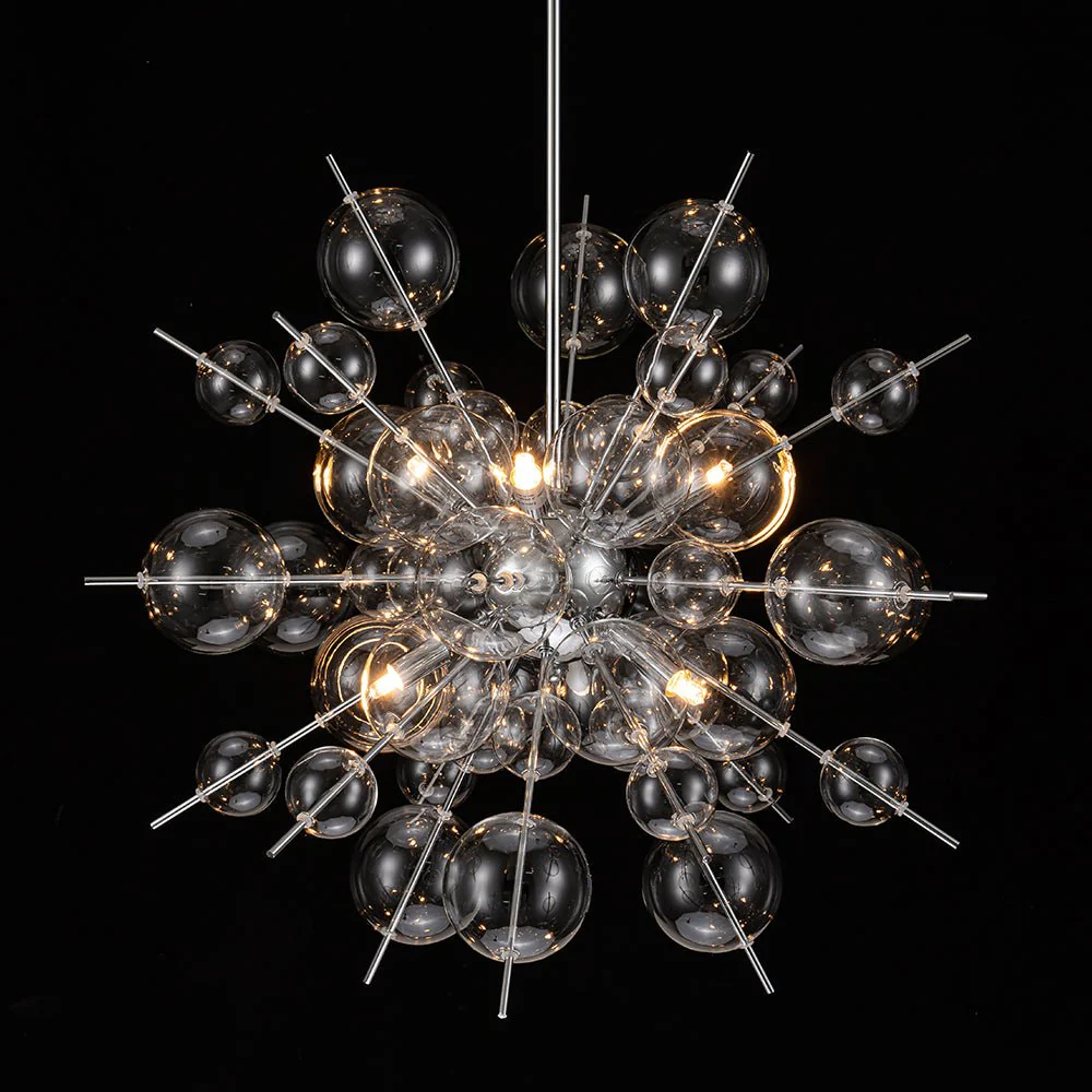 6-Light Glass Globe Bubble Sputnik Sunburst Chandelier - Image 3