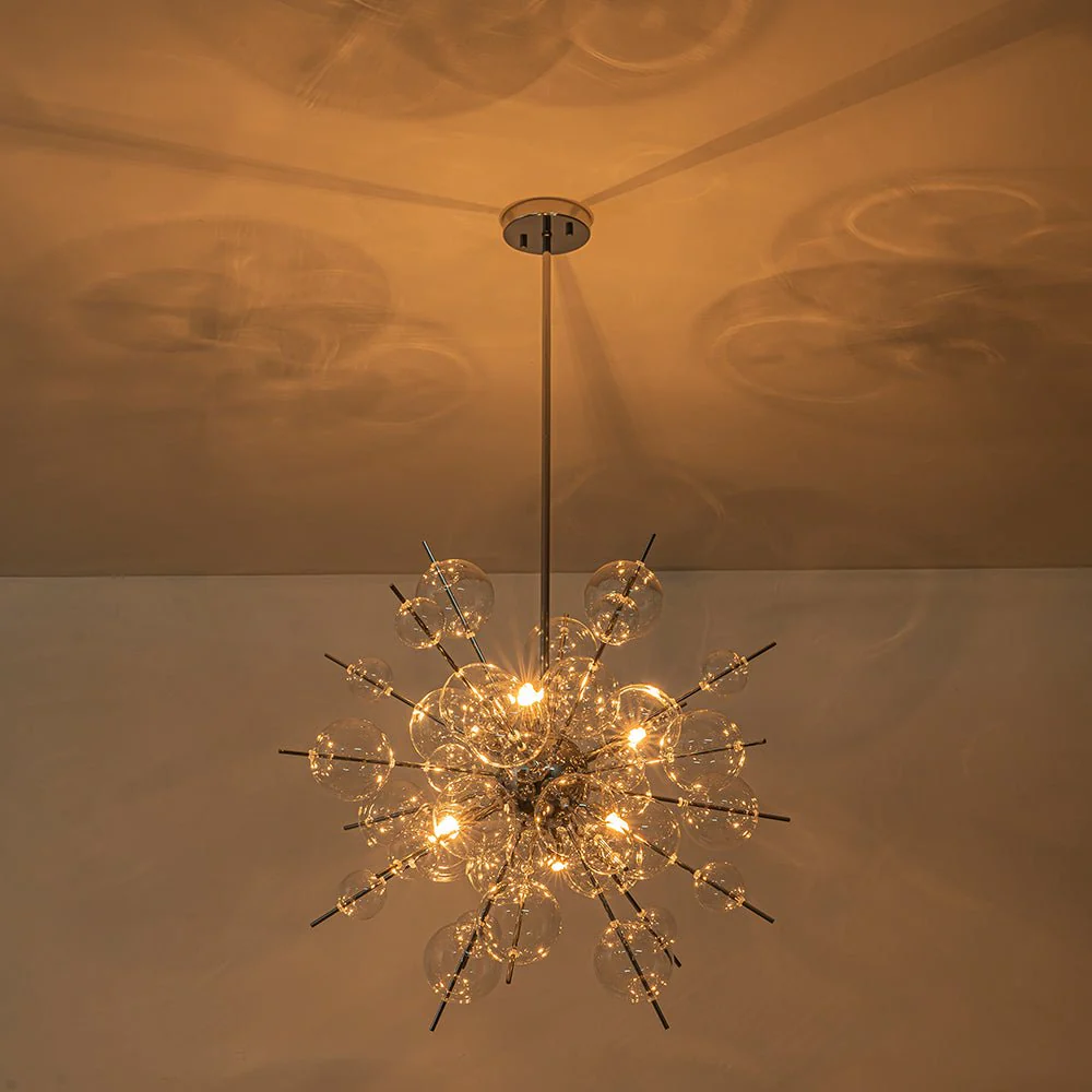 6-Light Glass Globe Bubble Sputnik Sunburst Chandelier - Image 5