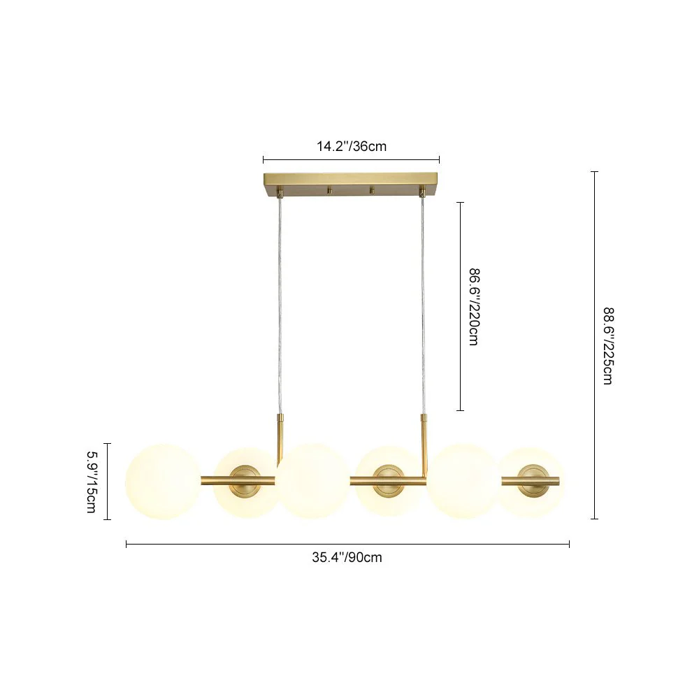 6-Light Opal Glass Globe Linear Island Chandelier - Image 10