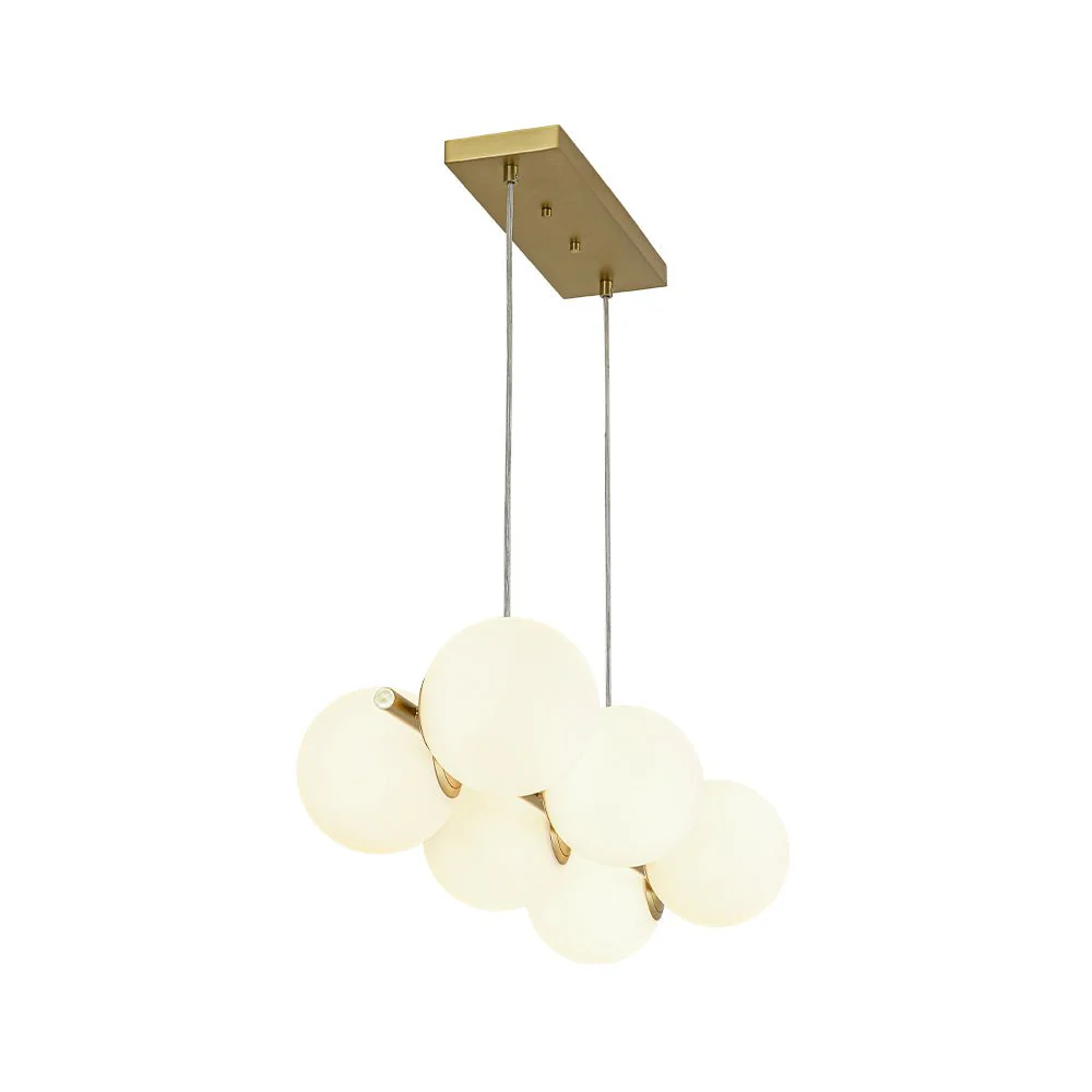 6-Light Opal Glass Globe Linear Island Chandelier - Image 11