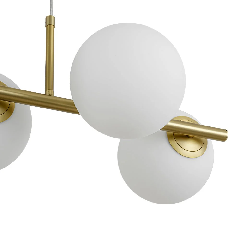 6-Light Opal Glass Globe Linear Island Chandelier - Image 13
