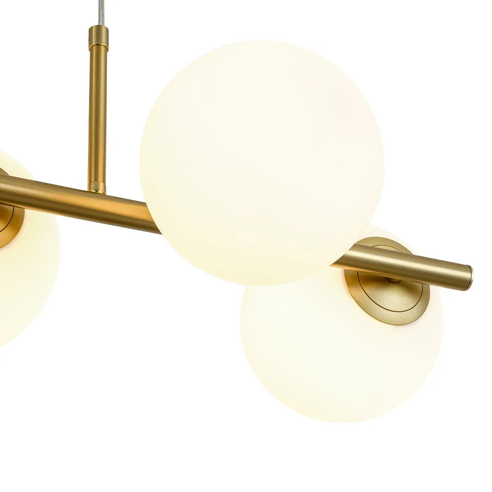 6-Light Opal Glass Globe Linear Island Chandelier - Image 14