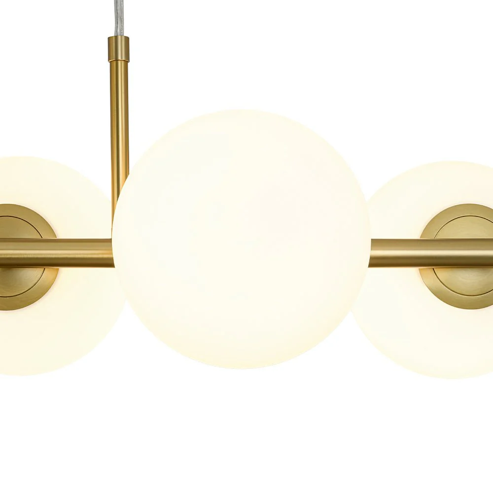 6-Light Opal Glass Globe Linear Island Chandelier - Image 16
