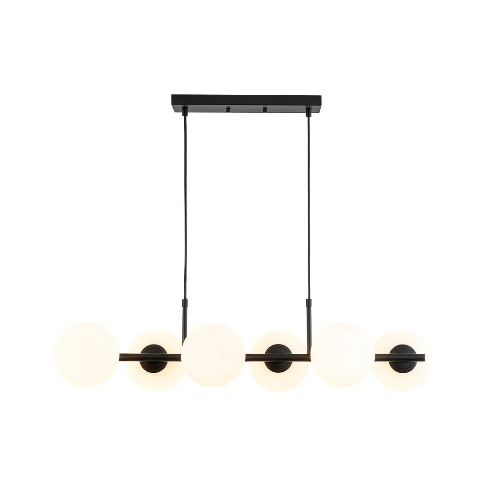 6-Light Opal Glass Globe Linear Island Chandelier - Image 18