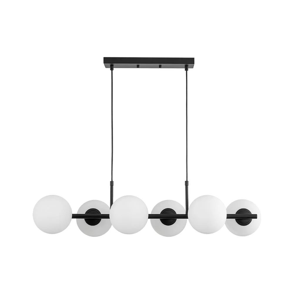 6-Light Opal Glass Globe Linear Island Chandelier - Image 19