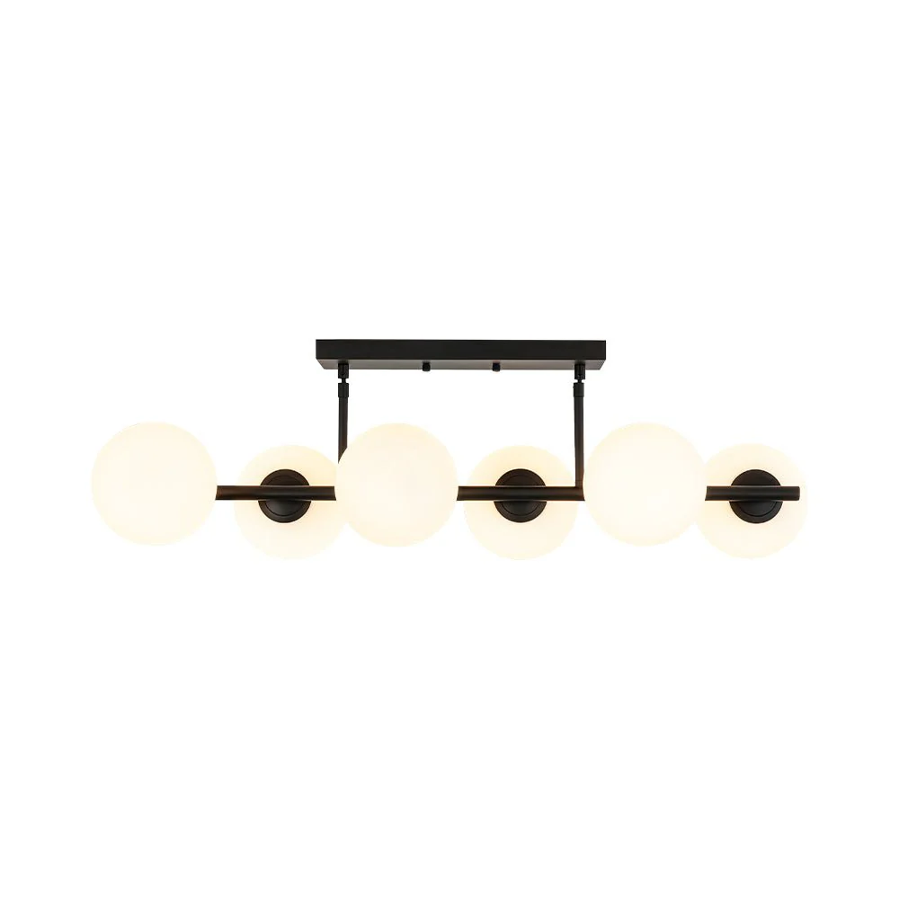 6-Light Opal Glass Globe Linear Island Chandelier - Image 20