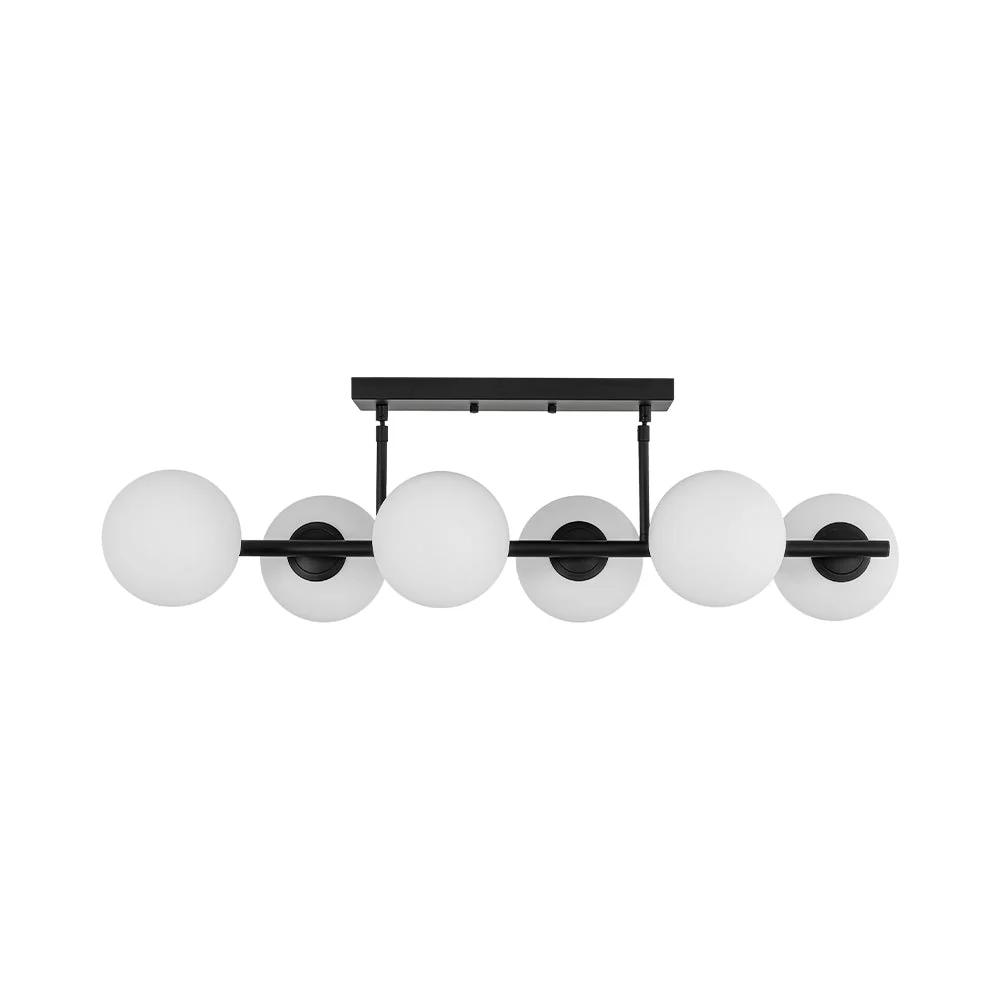 6-Light Opal Glass Globe Linear Island Chandelier - Image 21