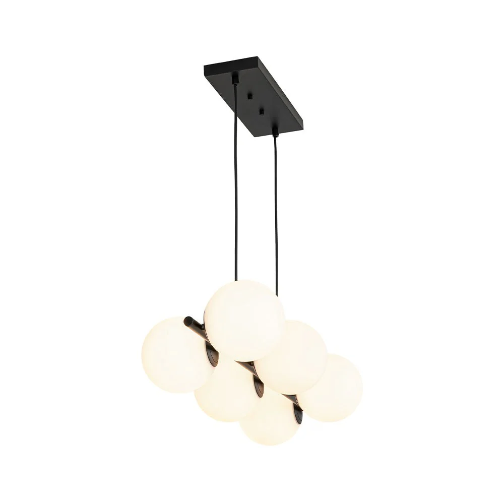 6-Light Opal Glass Globe Linear Island Chandelier - Image 22