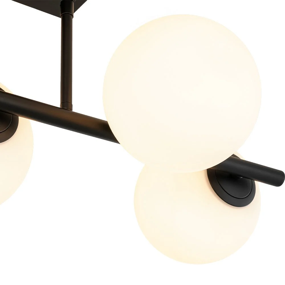 6-Light Opal Glass Globe Linear Island Chandelier - Image 25