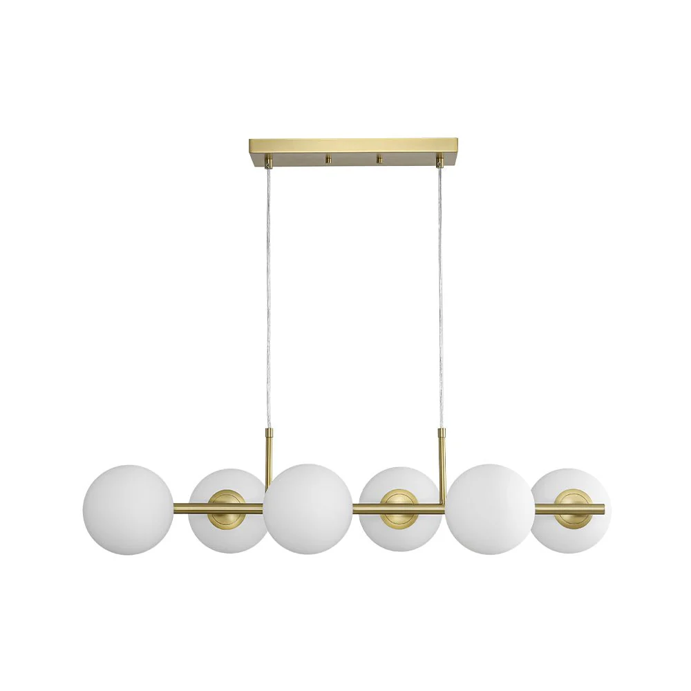 6-Light Opal Glass Globe Linear Island Chandelier - Image 6