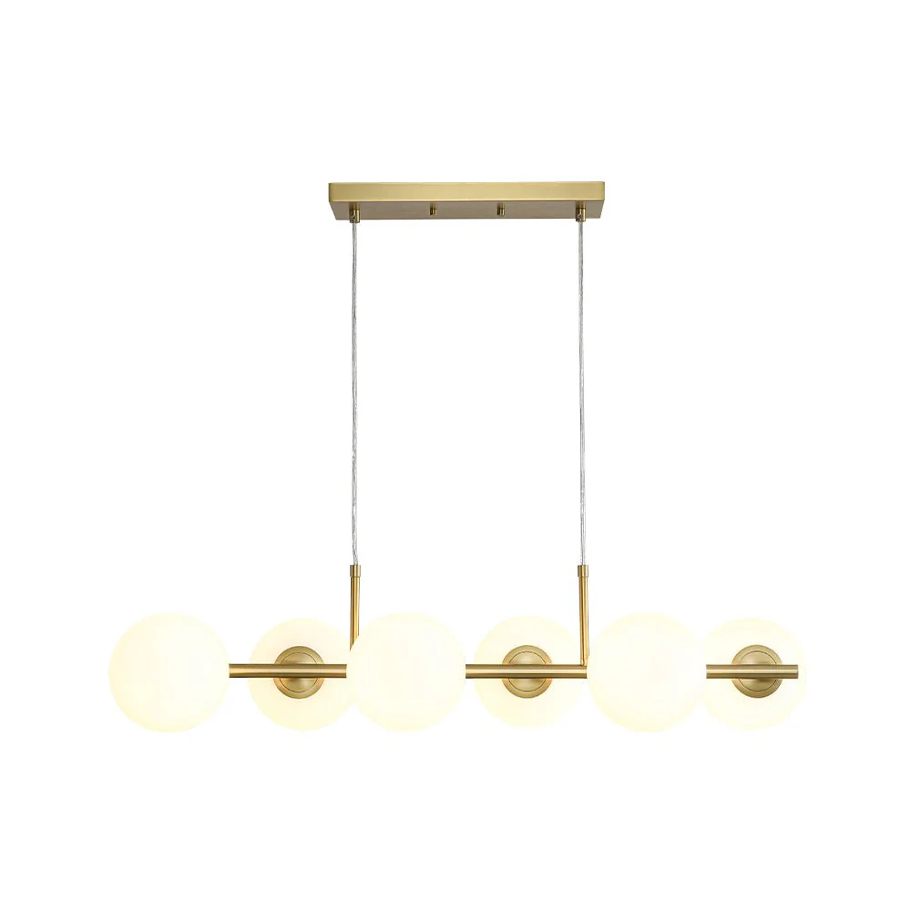 6-Light Opal Glass Globe Linear Island Chandelier - Image 7