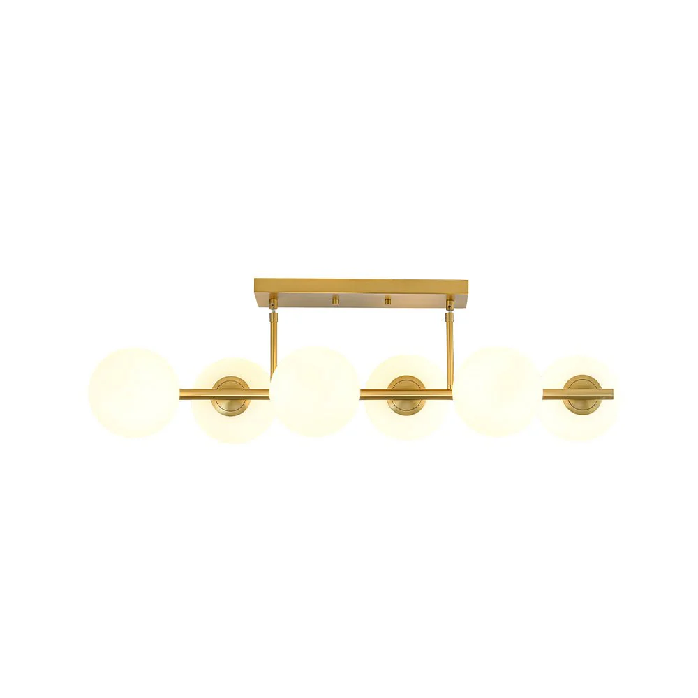 6-Light Opal Glass Globe Linear Island Chandelier - Image 8