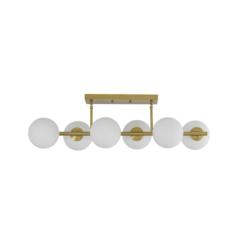 6-Light Opal Glass Globe Linear Island Chandelier - Image 9