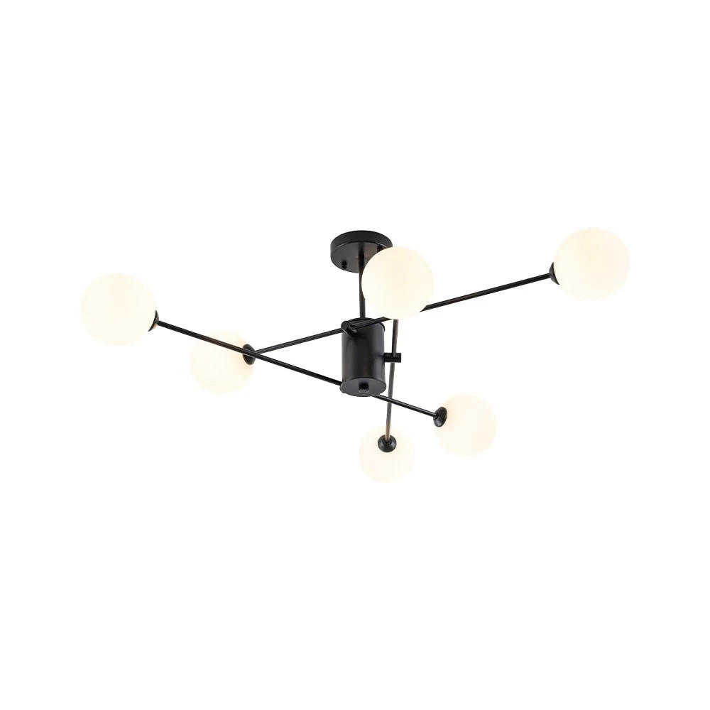 6-Light Opal Glass Globe Linear Sputnik Semi Flush - Image 14