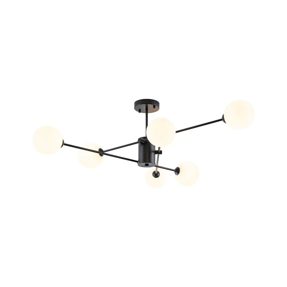 6-Light Opal Glass Globe Linear Sputnik Semi Flush - Image 16
