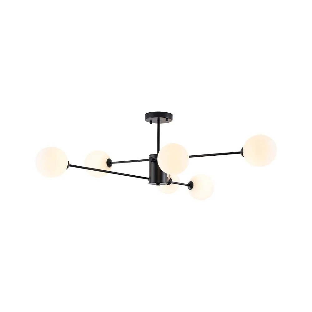 6-Light Opal Glass Globe Linear Sputnik Semi Flush - Image 17