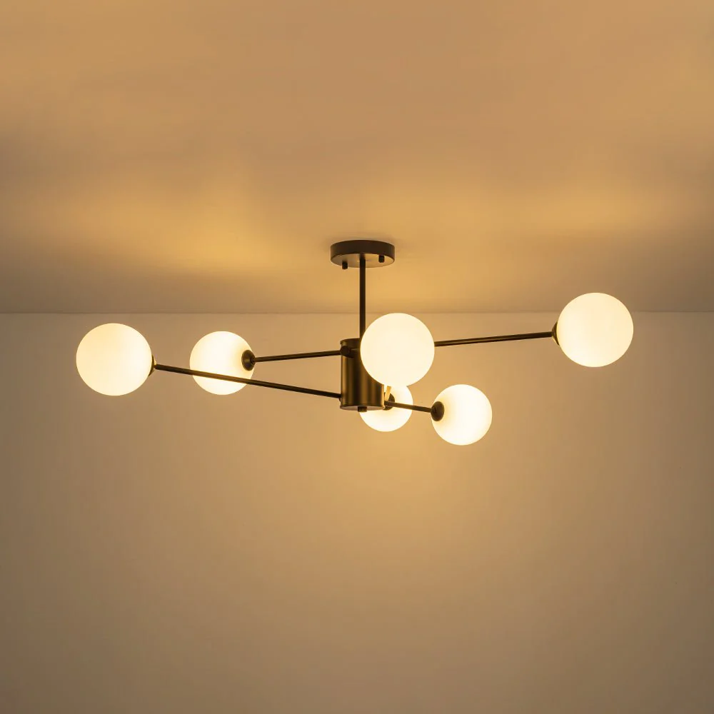 6-Light Opal Glass Globe Linear Sputnik Semi Flush - Image 18