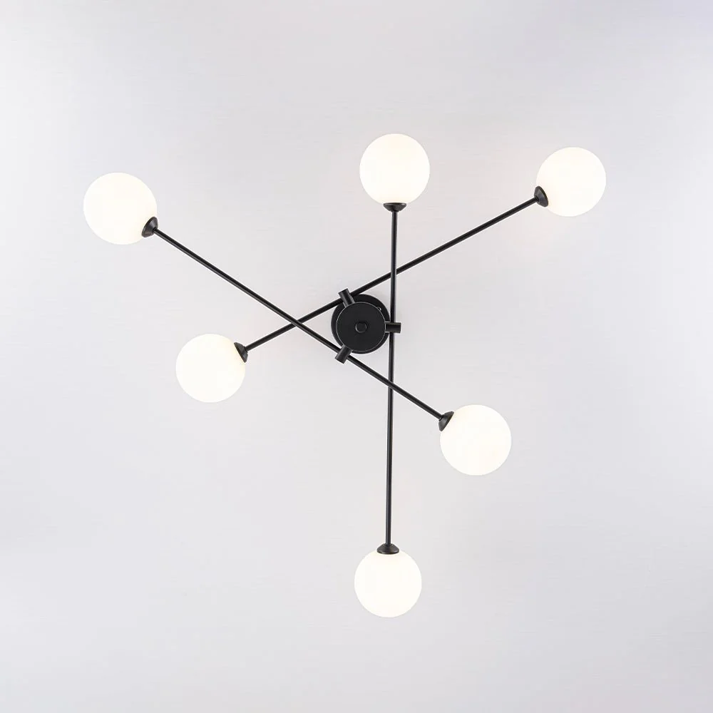 6-Light Opal Glass Globe Linear Sputnik Semi Flush - Image 19