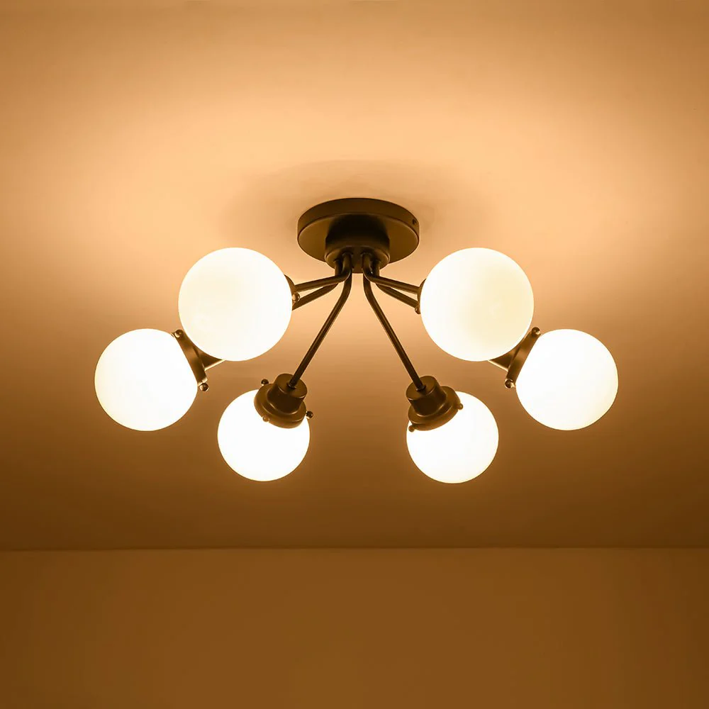 6-Light Opal Glass Globe Sputnik Semi Flush Mount - Image 13