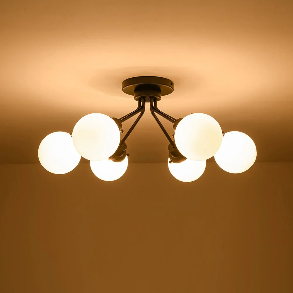 6-Light Opal Glass Globe Sputnik Semi Flush Mount - Image 14