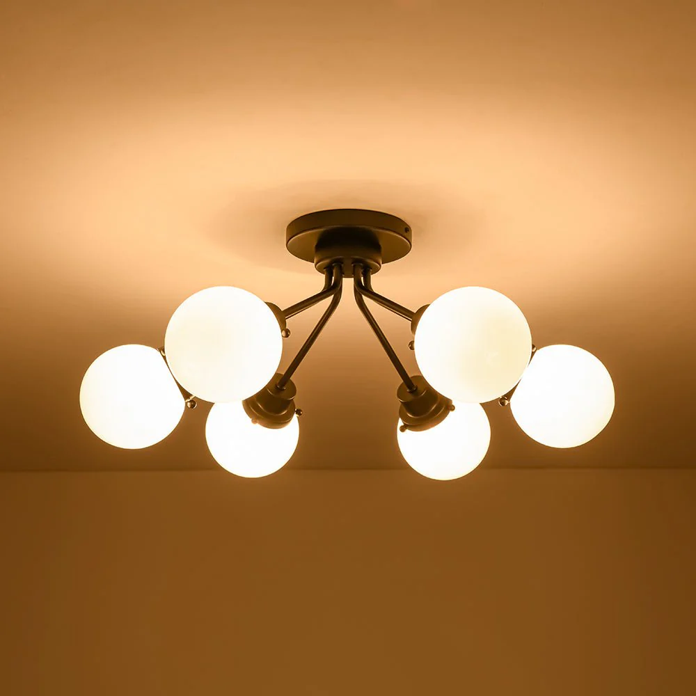 6-Light Opal Glass Globe Sputnik Semi Flush Mount - Image 15