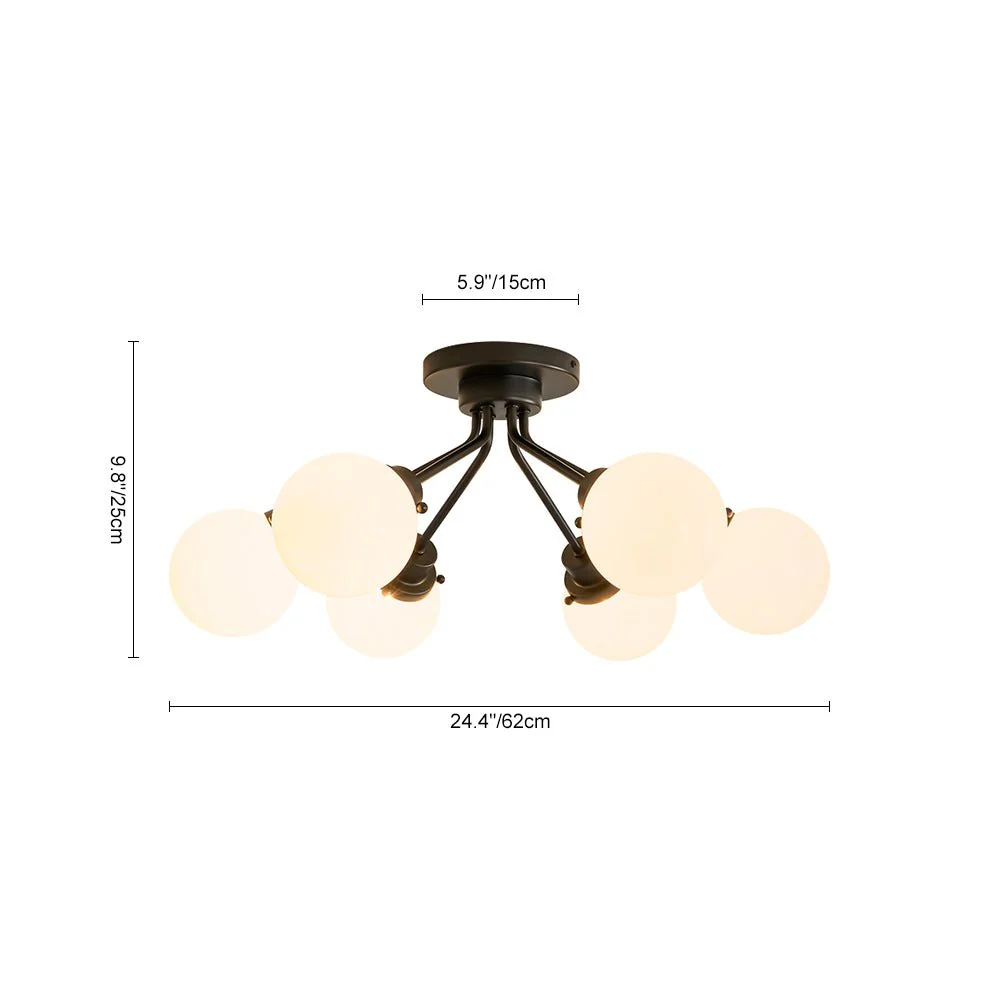 6-Light Opal Glass Globe Sputnik Semi Flush Mount - Image 16