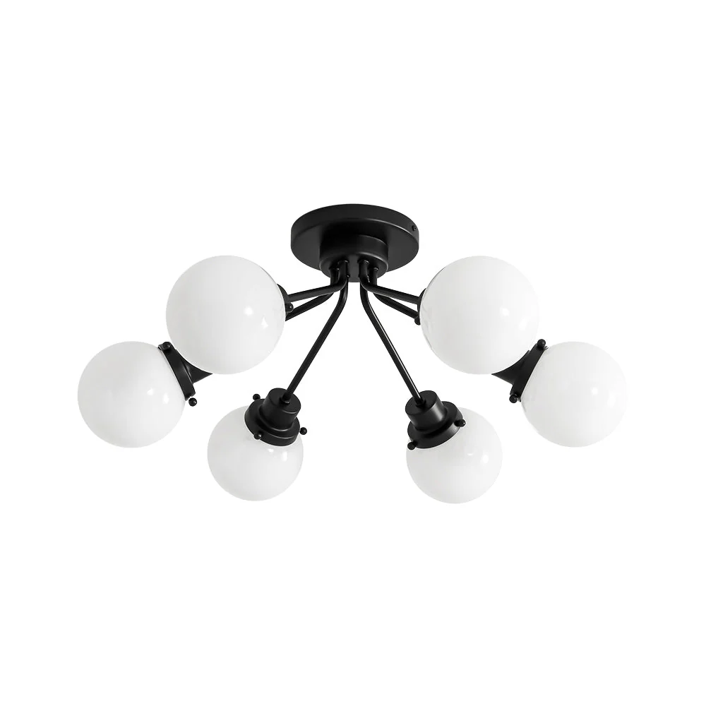 6-Light Opal Glass Globe Sputnik Semi Flush Mount - Image 6