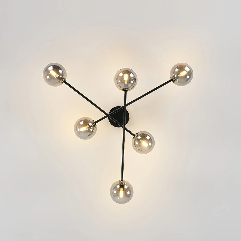 6-Light Smoked Glass Globe Linear Sputnik Semi Flush - Image 11