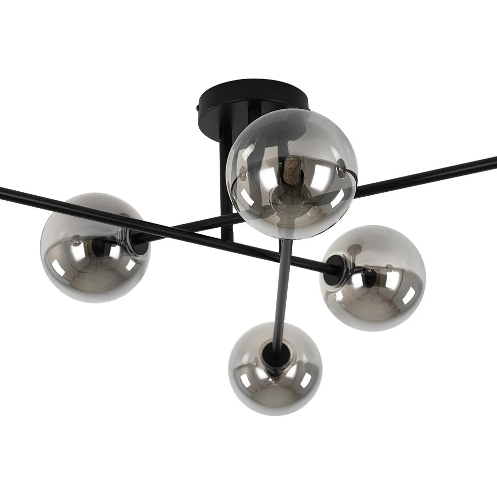 6-Light Smoked Glass Globe Linear Sputnik Semi Flush - Image 12