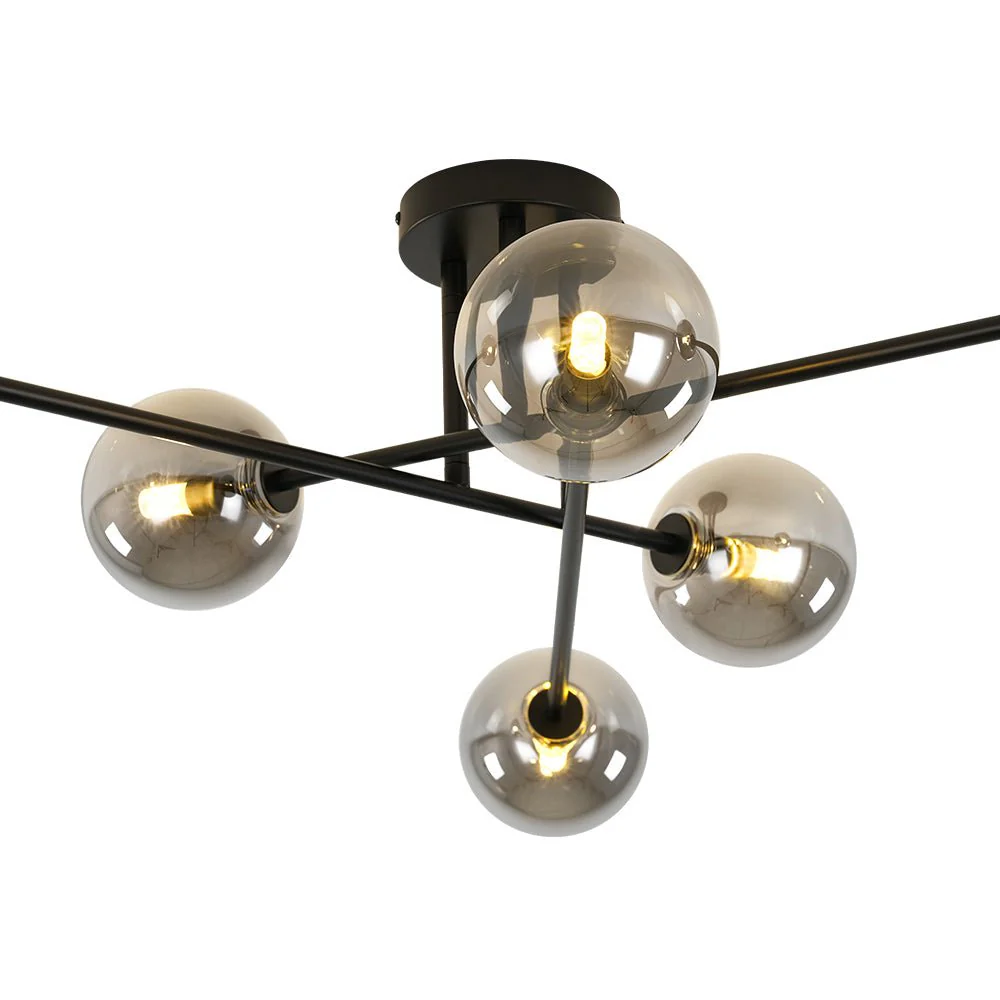 6-Light Smoked Glass Globe Linear Sputnik Semi Flush - Image 13