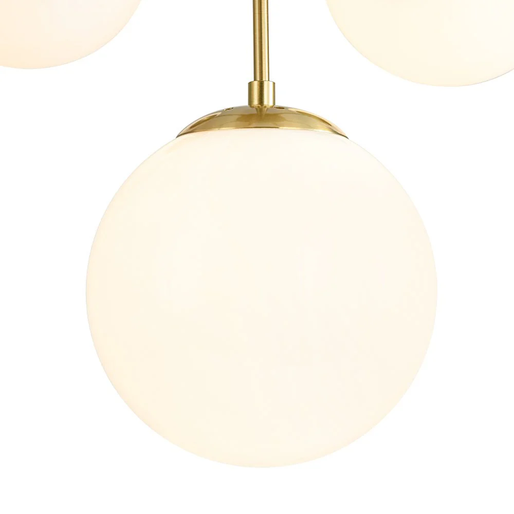 Mid-Century 7-light Brass Opal Glass Globe Sputnik Chandelier - Image 14