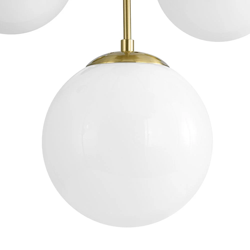 Mid-Century 7-light Brass Opal Glass Globe Sputnik Chandelier - Image 15