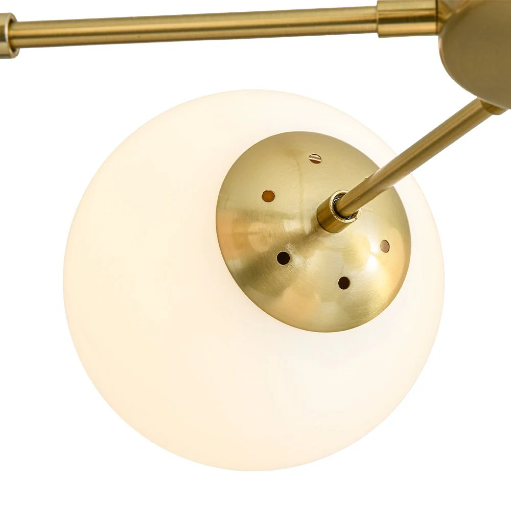 Mid-Century 7-light Brass Opal Glass Globe Sputnik Chandelier - Image 16
